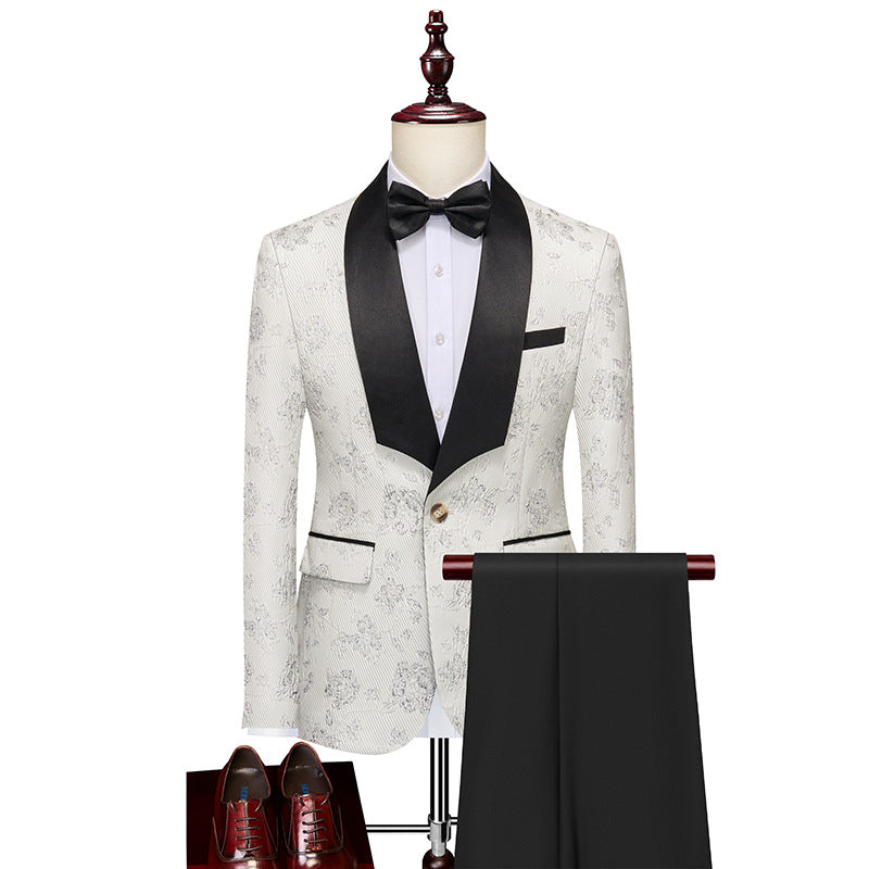 Jacquard Embroidered Men 2-Piece Tuxedo Suit