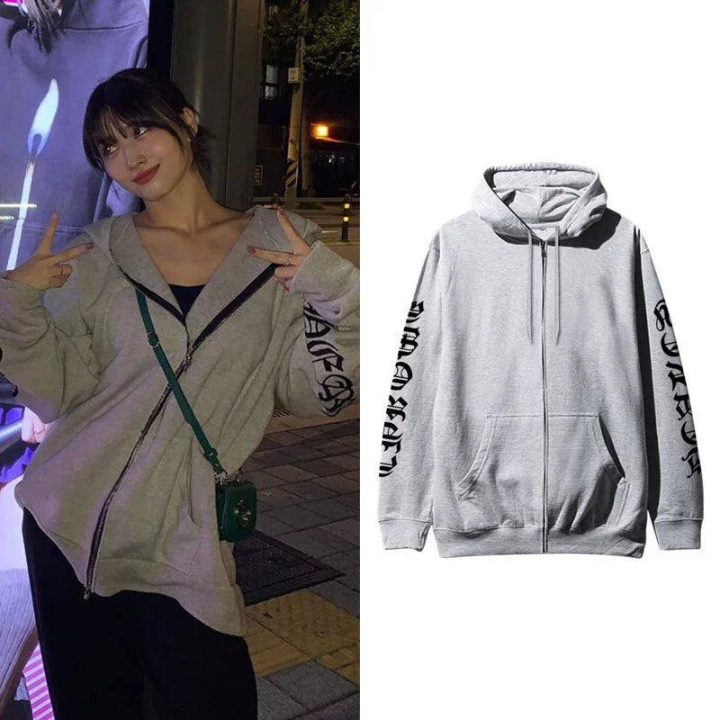 Gray Casual Cardigan Sweatshirt-Momo -Twice