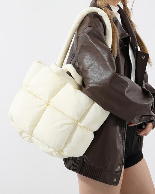 Puffer Tote Bag - Cream