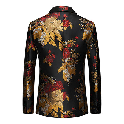 Fire Flower Print Men Blazer Tuxedo Jackets