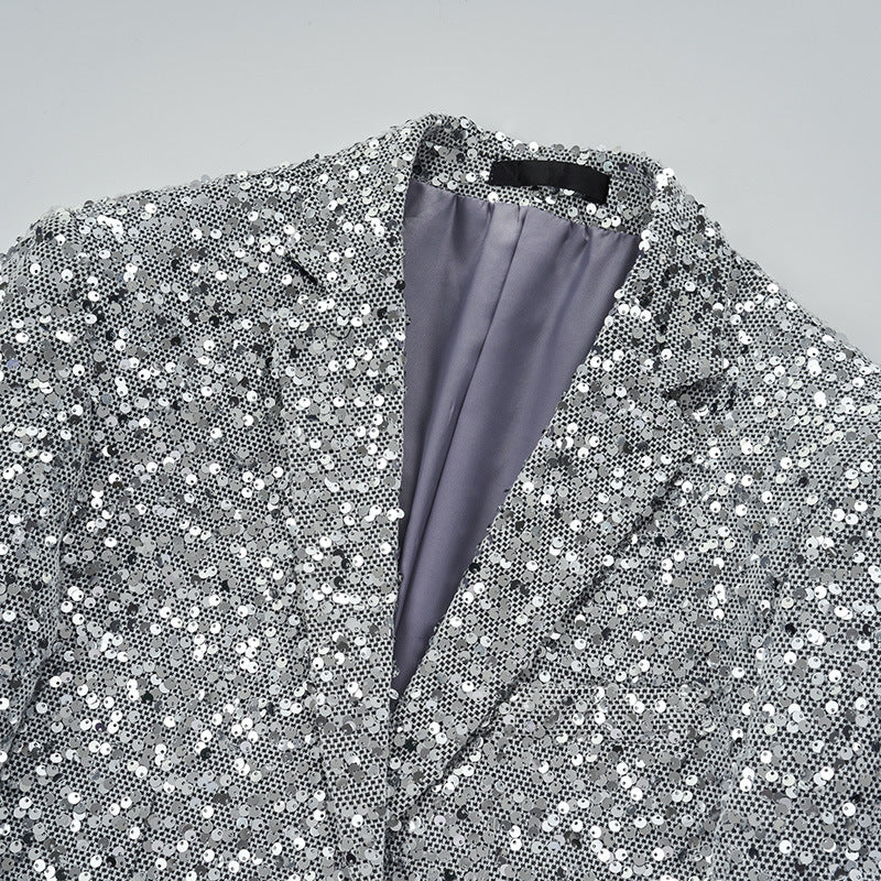 Gray Sequin Men Blazer Tuxedo Jackets