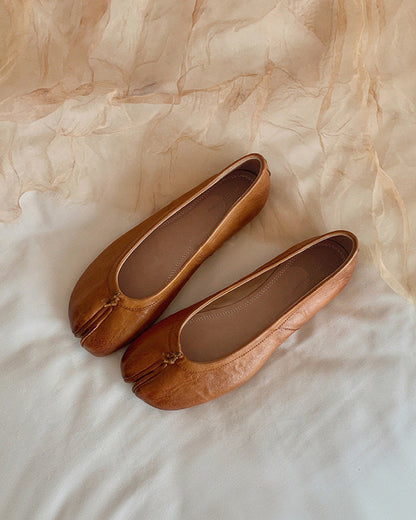 Brown-Ballet Split Tabi Flat