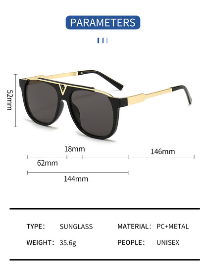 Metal Large Frame Sunglasses