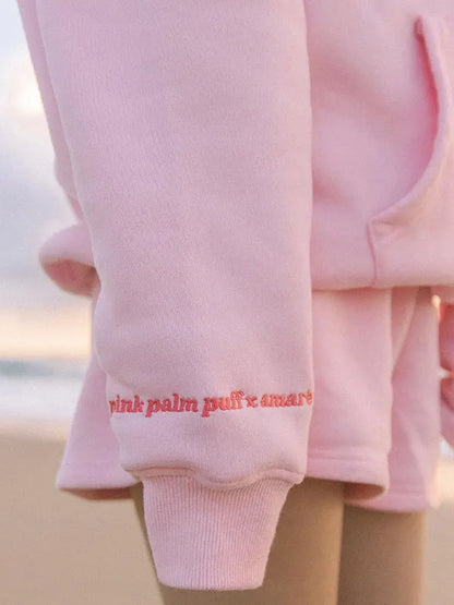 Chasing Sunset Pullover Embroidered Hoodie-Pink