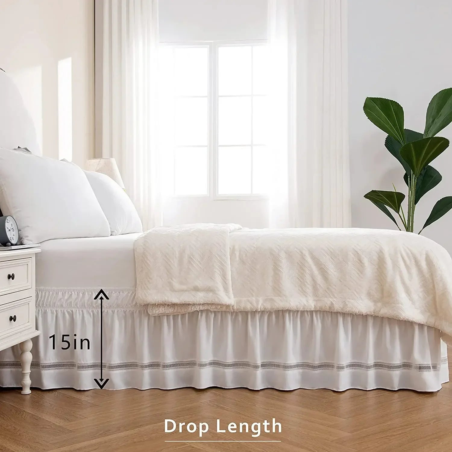 Wrap Around Ruffles Bed Skirt with Adjustable Belts