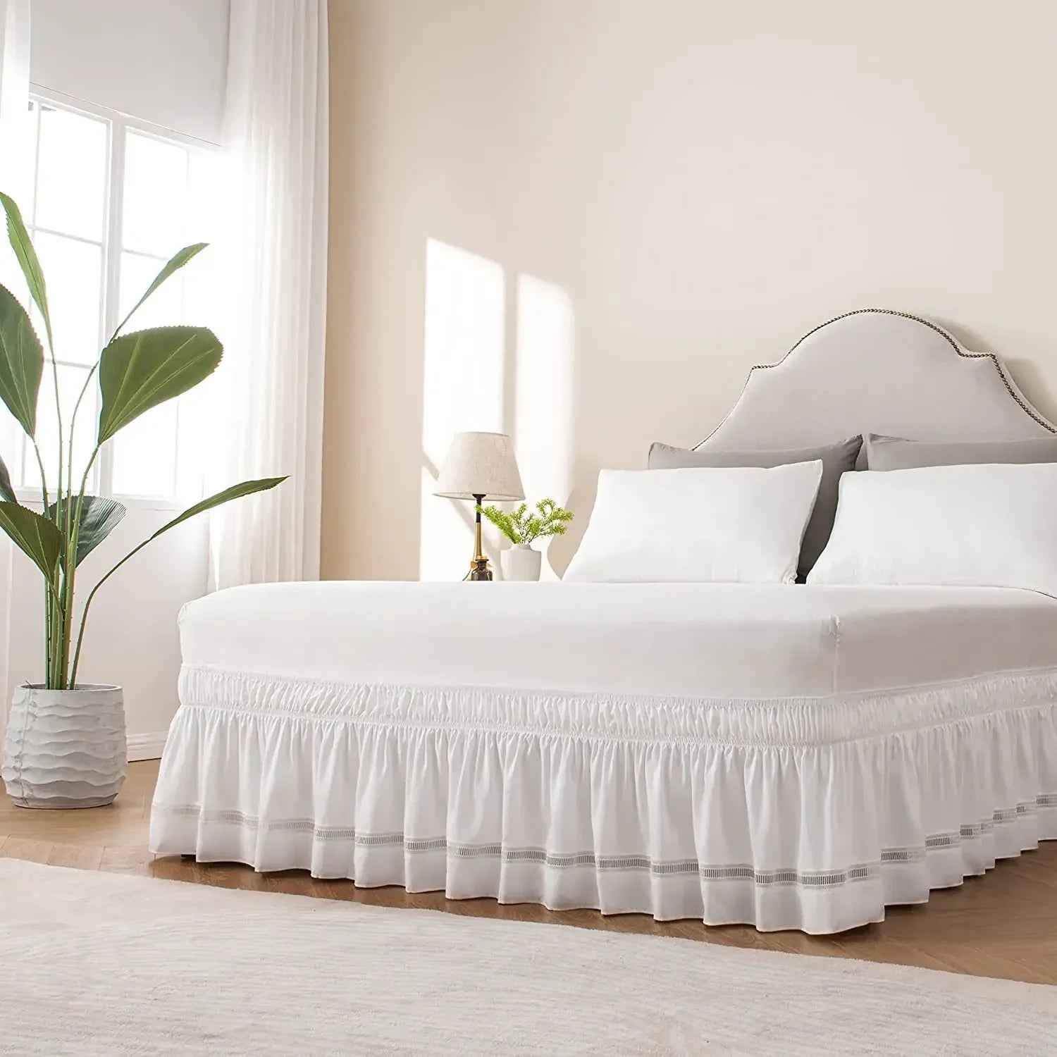 Wrap Around Ruffles Bed Skirt with Adjustable Belts