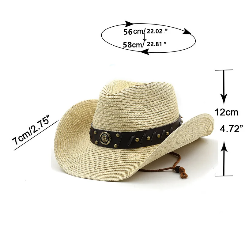 Straw Western Cowboy Hat Wide Brim