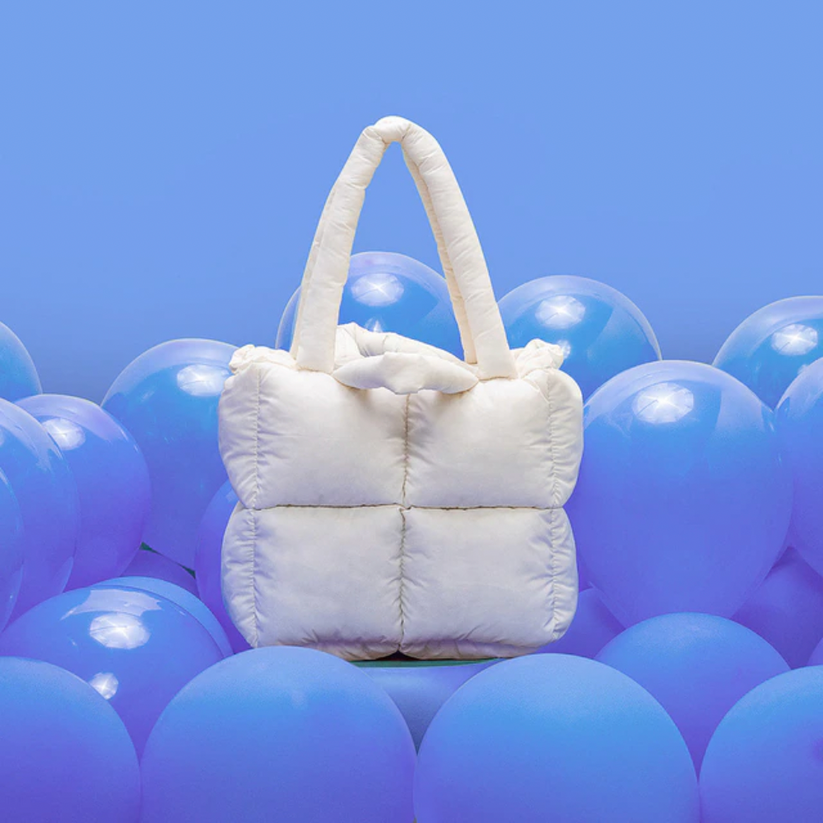 Puffer Tote Bag - Cream