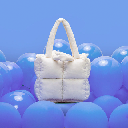 Puffer Tote Bag - Cream