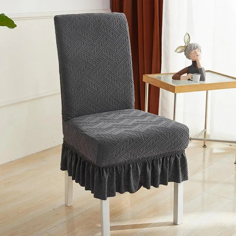 Stretchy Dining Chair Cover Slipcovers With Ruffle Skirt Chair Cover Slipcovers Chair Seat Covers For Dining Room Kitchen 1PC