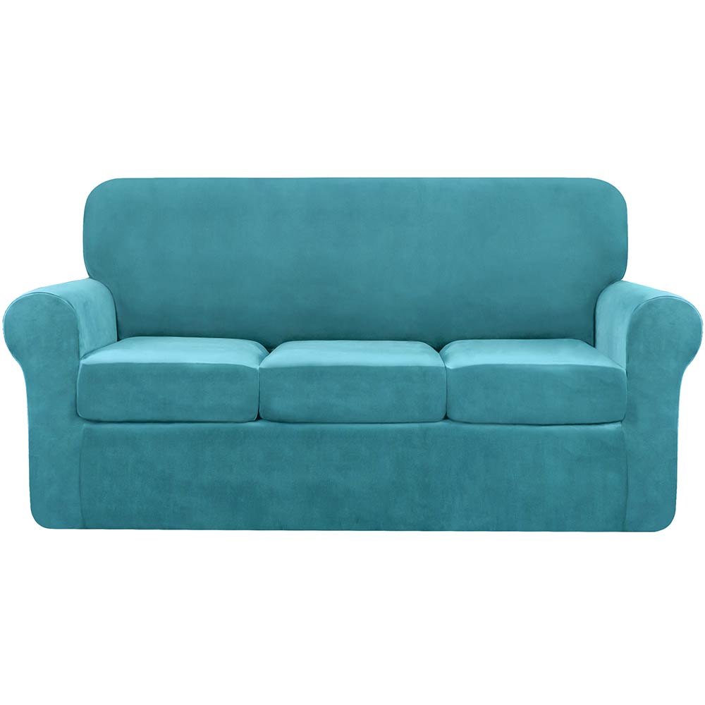 Velvet Plush Stretch Sofa Cover Includes Separate Seat Covers