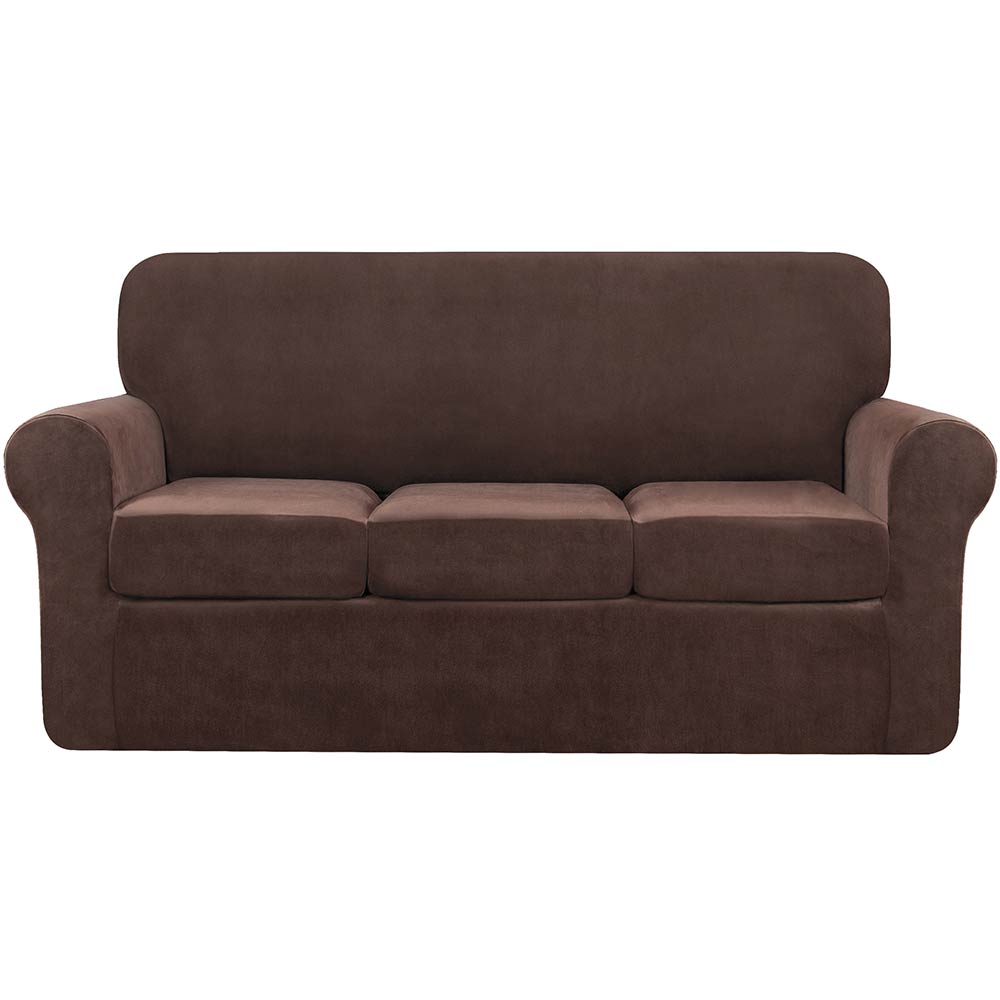 Velvet Plush Stretch Sofa Cover Includes Separate Seat Covers