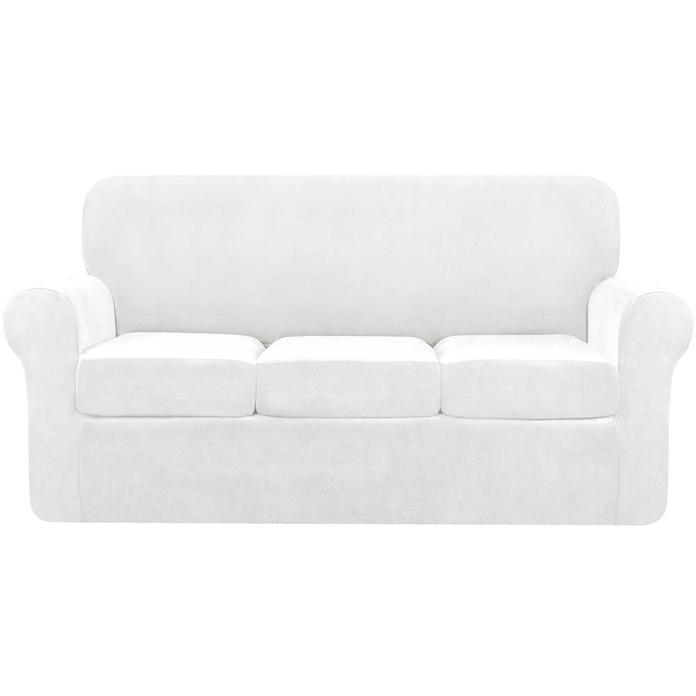 Velvet Plush Stretch Sofa Cover Includes Separate Seat Covers