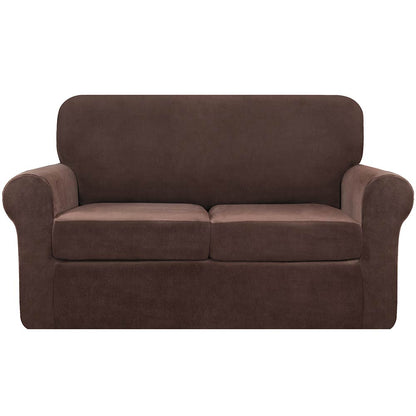 Velvet Plush Stretch Sofa Cover Includes Separate Seat Covers