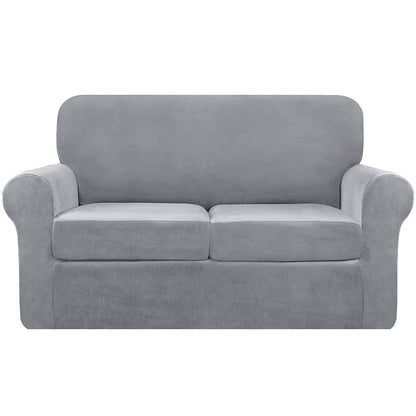 Velvet Plush Stretch Sofa Cover Includes Separate Seat Covers