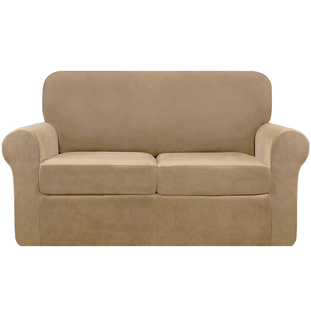 Velvet Plush Stretch Sofa Cover Includes Separate Seat Covers