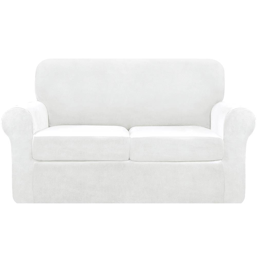 Velvet Plush Stretch Sofa Cover Includes Separate Seat Covers