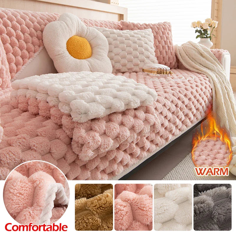 Universal Non-slip Corner Sofa Mat Thicken Plush Sofa Cover Winter Warm Sofa Towel Couch Cushion for Living Room Sofas Blanket