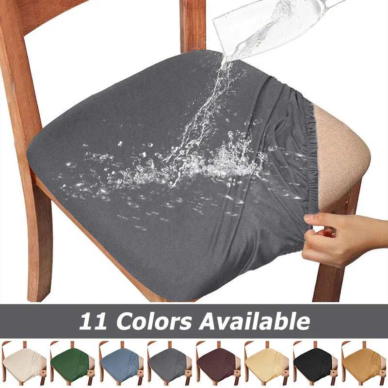 WaterProof Dining Room Chair Cover Seat Covers Spandex 13solid Colors Removable Washable Elastic Cushion Covers For Home Hotel