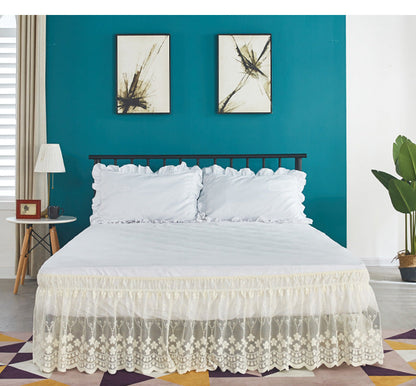 Lace Ruffle Bed Skirt Surrounding Elastic Bed Skirt