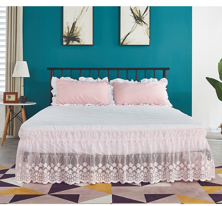 Lace Ruffle Bed Skirt Surrounding Elastic Bed Skirt