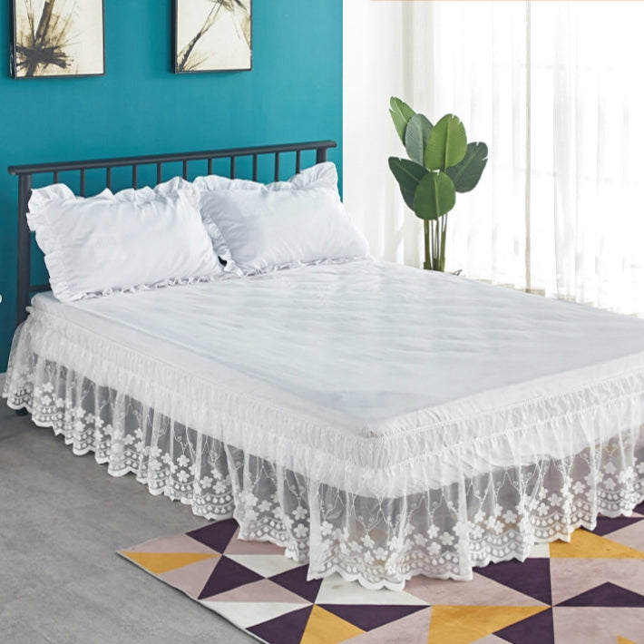 Lace Ruffle Bed Skirt Surrounding Elastic Bed Skirt