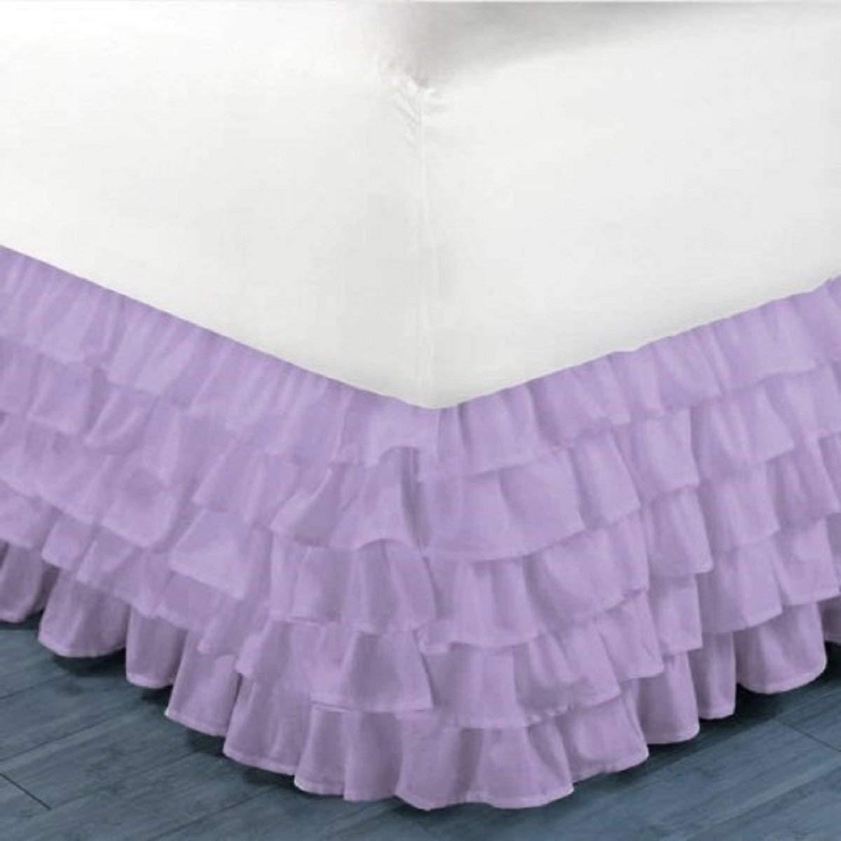 4 Layers Ruffled Bed Skirt Wrap Around Elastic Bed Skirt