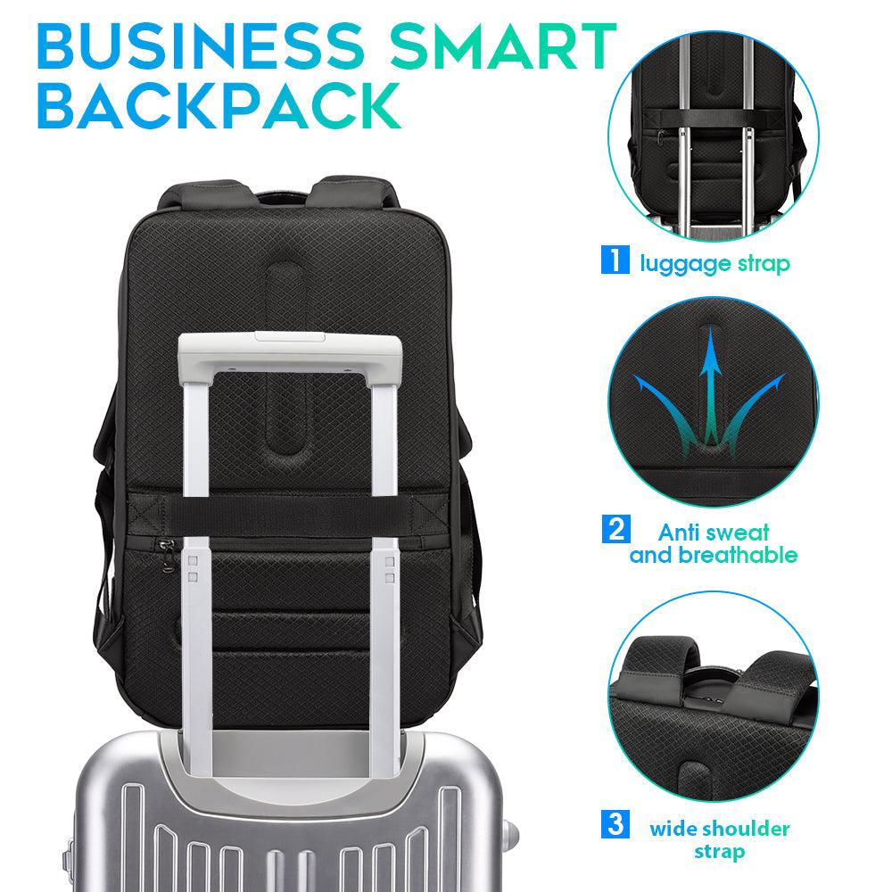 Smart Business Laptop Backpack Waterproof can fit 15.6-17.3 Inch Laptop with 3.0 USB charging port for men and women